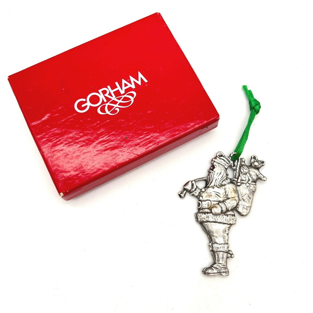 Gorham Vintage Silver Plated Santa Claus Christmas Ornament with Box Toy Sack